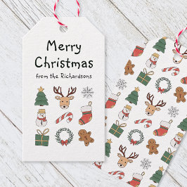 Festliches Rot Grün Frohe Weihnachten Feiertagsmus Geschenkanhänger