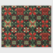 Festliches Rot-Grün-Geschenk-Quilt Geschenkpapier (Flach)