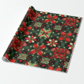 Festliches Rot-Grün-Geschenk-Quilt Geschenkpapier (Ungerollt)