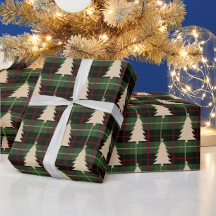 Festliches Rot, Grün und Creme Karo und Weihnachts Geschenkpapier