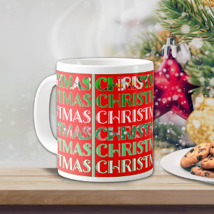 Festliches Rot Grün Weihnachten Jumbo-Tasse