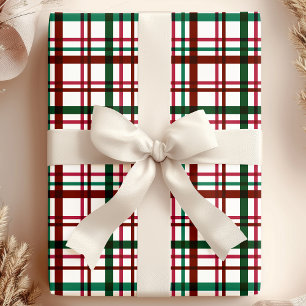 Festliches Rot-Grün-Weihnachts-Karomuster Geschenkpapier
