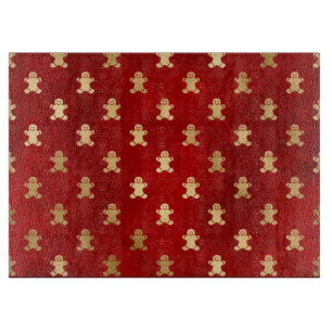 Festliches Rot- und Goldfolien-Winter-Gingerbread- Schneidebrett