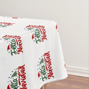 Festliches Rot und Grün Frohe Weihnachten Tischdecke