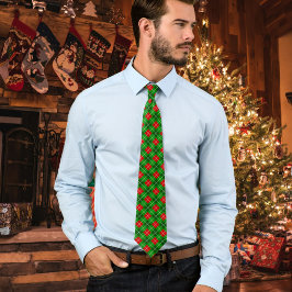 Festliches Rot und Grün Weihnachten Argyle-Muster  Krawatte