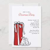 Festliches Rot-Weiß-Hund Weihnachtsfest Party Einladung (Vorderseite)