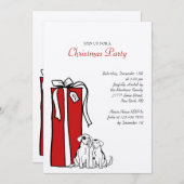 Festliches Rot-Weiß-Hund Weihnachtsfest Party Einladung (Vorne/Hinten)