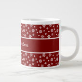 Festliches Rot-Weiß-Schneeflockenmuster Jumbo-Tasse (Rechts)