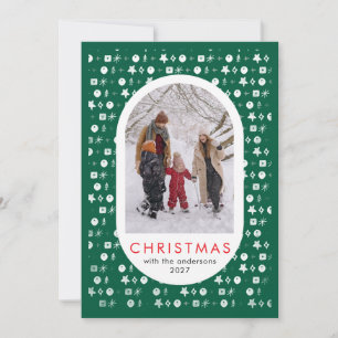 Festliches rotes benutzerdefiniertes Familienfoto  Feiertagskarte