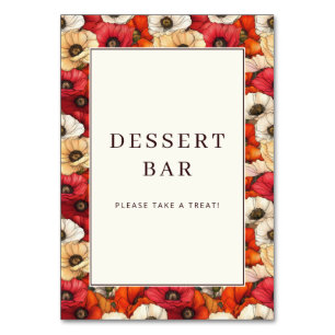 Festliches rotes Blumen Dessertbar-Schild Tischnummer