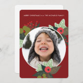 Festliches Rotes Botanisches Foto Weihnachten (Vorne/Hinten)
