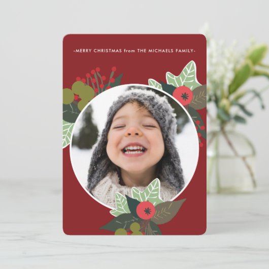 Festliches Rotes Botanisches Foto Weihnachten (Stehend Vorderseite)