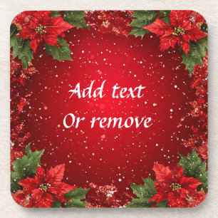 Festliches rotes Hintergrundbild mit Weihnachtsste Getränkeuntersetzer