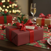 Festliches rotes magisches Weihnachtsgeschenkpapie