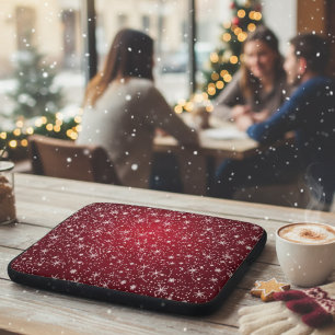 Festliches rotes Schneeflockendesign Laptopschutzhülle