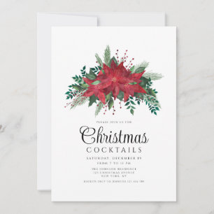 Festliches rotes Weihnachtsstern-Cocktail-Weihnach Einladung