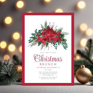 Festliches rotes Weihnachtsstern-Weihnachtsbrunch Einladung