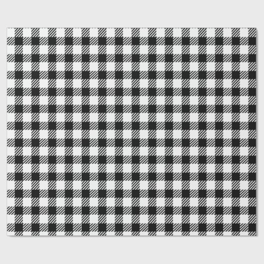 Festliches rustikales Schwarz-weißes Gingham Karie Geschenkpapier (Flach)