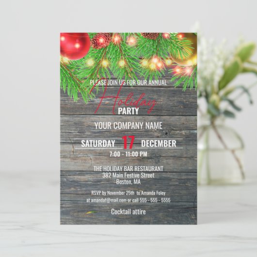 Festliches rustikales Weihnachtsfest im Firmensitz Einladung (Stehend Vorderseite)