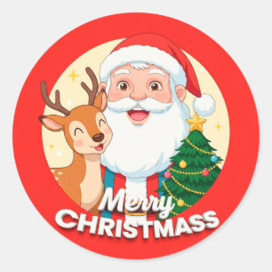 Festliches Santa-Claus-Gesicht Runder Aufkleber