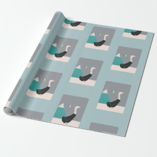 Festliches Schnee-Gans-Packpapier Geschenkpapier