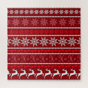 Festliches Schneeflocken- und Rentierdesign Puzzle