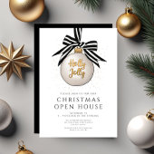 Festliches Schwarz-Weiß-Weihnachtshaus Einladung