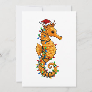 Festliches Seepferdchen mit einem Weihnachtsmannhu Ankündigung