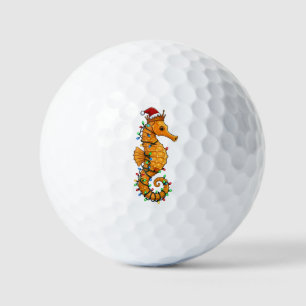 Festliches Seepferdchen mit einem Weihnachtsmannhu Golfball