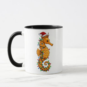 Festliches Seepferdchen mit einem Weihnachtsmannhu Tasse