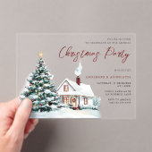 Festliches Snowy House & Tree Weihnachten Party Acryleinladungen (Insitu (Handheld))