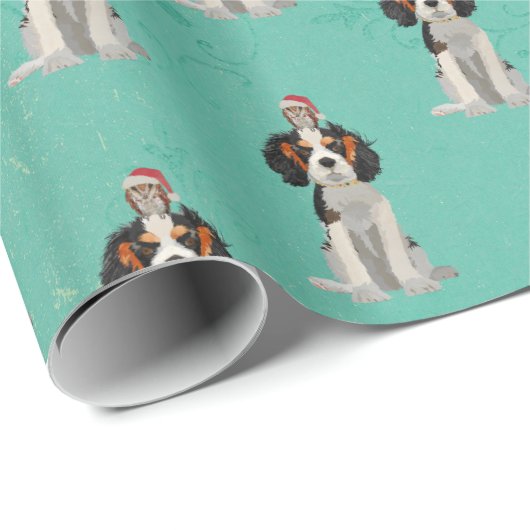 FESTLICHES SPANIEL u. EULE Packpapier (Rolleneckpunkt)