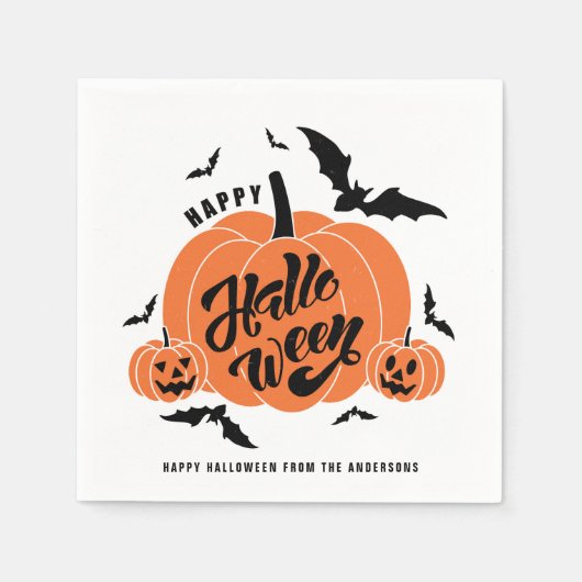 Festliches Spooky Pumpkins Halloween-Party Serviette (Vorderseite)