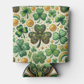 Festliches St. Patrick's Day Kleeblatt Muster Dosenkühler (Vorderseite)