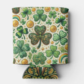 Festliches St. Patrick's Day Kleeblatt Muster Dosenkühler (Rückseite)