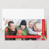 Festliches Stechpalmen-Band: Rot Feiertagskarte (Vorne/Hinten)