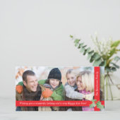 Festliches Stechpalmen-Band: Rot Feiertagskarte (Stehend Vorderseite)