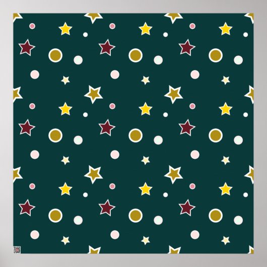 Festliches Sternenmuster auf dunklem Teal Poster (Vorne)