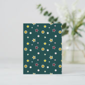 Festliches Sternenmuster auf dunklem Teal Postkarte (Stehend Vorderseite)
