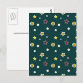 Festliches Sternenmuster auf dunklem Teal Postkarte (Vorne/Hinten)