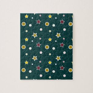 Festliches Sternenmuster auf dunklem Teal Puzzle