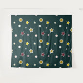 Festliches Sternenmuster auf dunklem Teal Wandteppich (Vorderseite (Horizontal))