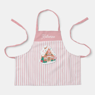 Festliches süßes rosa Lebkuchenhäuschen-Streifen-N Schürze