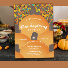 Festliches Terrazzo Pumpkin Erntedank Dinner Einladung