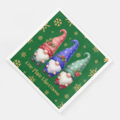 Festliches Trio der Weihnachtsgnomen mit Schneeflo Serviette (Ecke)