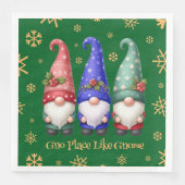 Festliches Trio der Weihnachtsgnomen mit Schneeflo Serviette (Vorderseite)