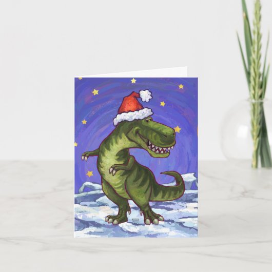 Festliches Tyrannosaurus-Weihnachten Feiertagskarte (Vorderseite)