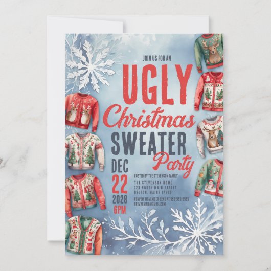Festliches Ugly Christmas Sweater Party Einladung (Vorderseite)
