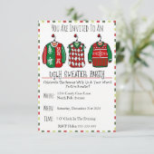 Festliches Ugly Sweater Party Saison Spaß Einladung (Stehend Vorderseite)