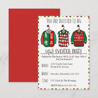 Festliches Ugly Sweater Party Saison Spaß Einladung
